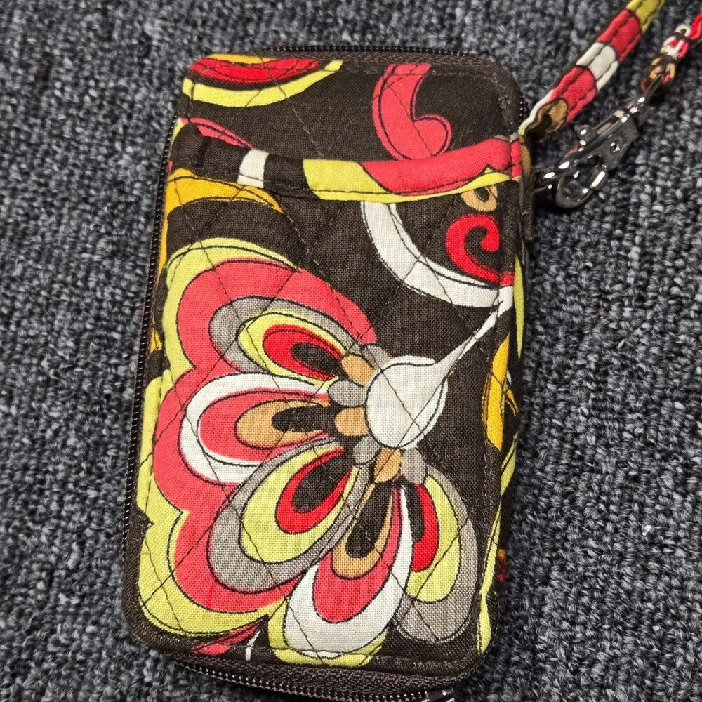 Vera Bradley Puccini Wristlet Wallet ID Case Retired Red Yellow Floral VTG
